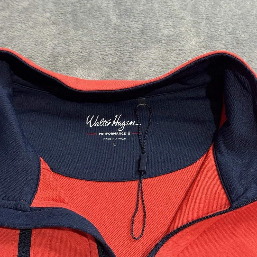 Walter Hagen NWOT Mens Performance 11 Light 1/4 Zip Golf Pullover L Orange Work
